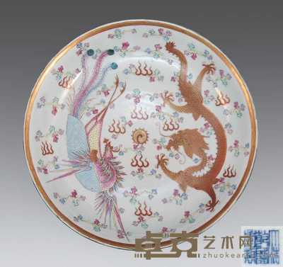 清光绪 粉彩龙鳳纹大盘 直径37cm